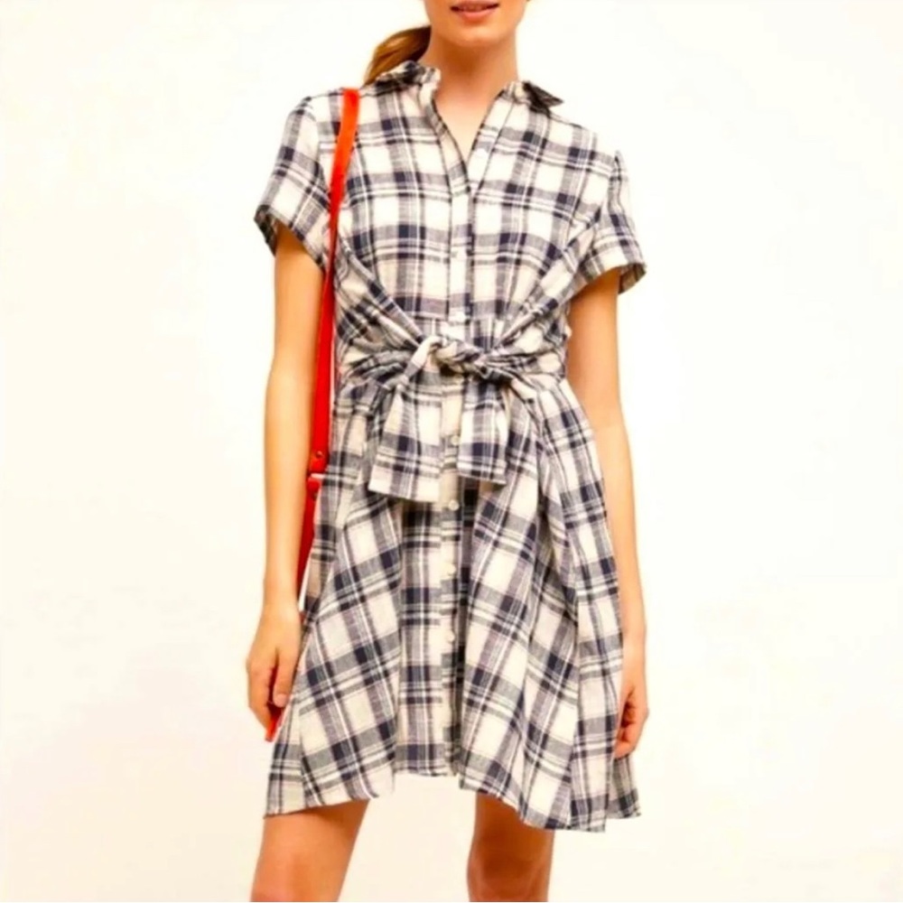 11.1. Tylho Plaid Tie-Waist Shirt Dresss